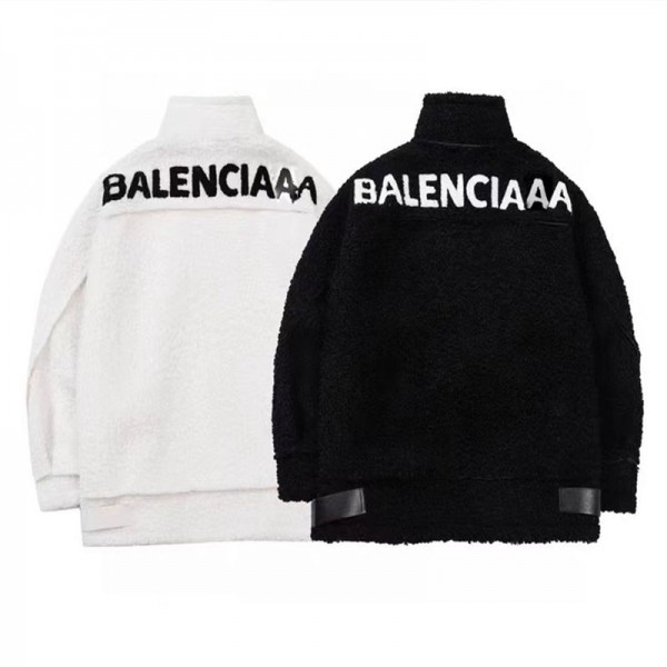 Balenciaga フリースコート バレンシアガハイブランドボアジャケット ロングボアコート ボアブルゾン ロング コート アウター マウンテンパーカー スタンドブルゾン もこもこ 防寒 レディース カジュアル 秋冬 レザー調パイピング ミドル丈  ジップアップ オーバーサイズ