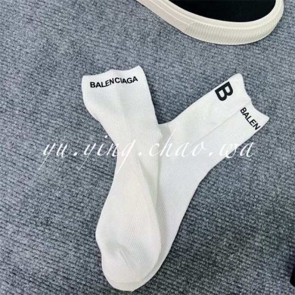 Balenciaga バレンシアガ ブランド ソックス 2点セット 大人気コットン 靴下 メンズ 通気性ブランドミドルソックス 高品質浅口ソックス 女の子好き 韓国