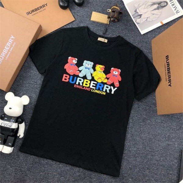 Burberry ペアルック tシャツ ブランドコピー カップル 夏 バーバリーメンズ tシャツ 半袖 レディース おしゃれ トップス 夏服 tシャツ 可愛い ハート柄 綿 カップル お揃い プレゼント 親子服 tシャツ 人気 おしゃれ 快適 大きいサイズ ティーシャツ