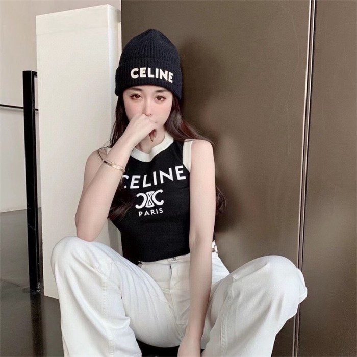 ブランド CELINE タンクトップ 女の子 上着 無袖シャツ 通気性