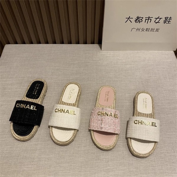 Chanel シャネル ブランド スリッパ レディース お出かけ用サンダル女性向けビーサン ミュール 夏シューズ ファッション 室内履き春夏 ブランド ミュール  美脚 可愛い