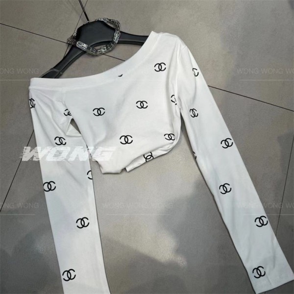 Chanel シャネルハイブランドtシャツ偽物レディース長袖tシャツブランドかわいいブランドtシャツ上着カジュアルハイブランドインナーtシャツ