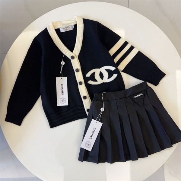 シャネル ガールズ カーディガン ブラウス スカート 3点セット Chanel 長袖コート JK制服 女子制服 学生服 子供服 キッズ 女の子供ドレス 秋 冬 長袖 フォーマル 子供服 シンプル 誕生日 七五三 プレゼント 普段着 通学着 発表会 お出かけ 演出