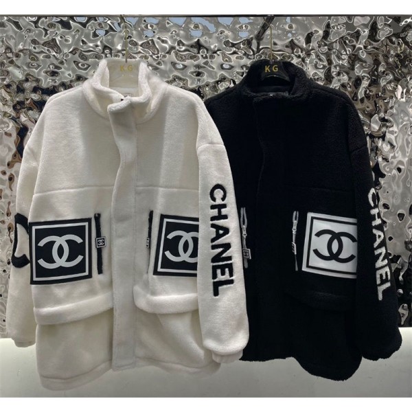 Chanel シャネルブランドもこもこコート ボアジャケット レディース ドロップショルダー ゆったり 暖かい フリース ボアジャケット 防寒着 秋冬 かわいい 通学 2カラー S-L