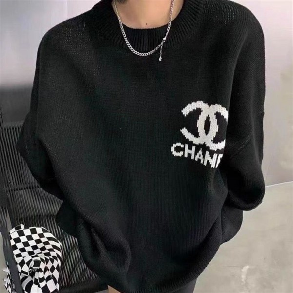 Chanel シャネルブランドセーター レディース ニット トップス 長袖 着痩せ 厚手 ミディアム丈 柔らかい ゆったり 韓国 体型カバー 高伸縮 ニットソー 保温 通勤 秋 冬 S - XL