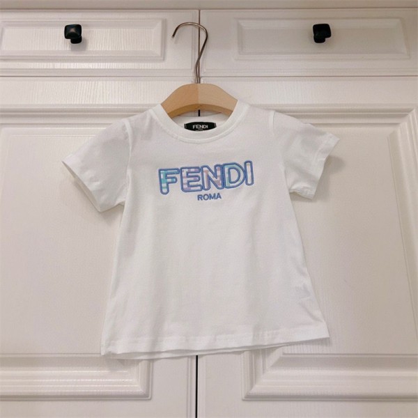 ハイブランド FENDI 子供服 女の子 セットアップ フェンディ 夏服 半袖 Tシャツ ハーフパンツ カーゴパンツ 半ズボン 上下セット カラフル キッズ服  カジュアル 通園通学 お洒落