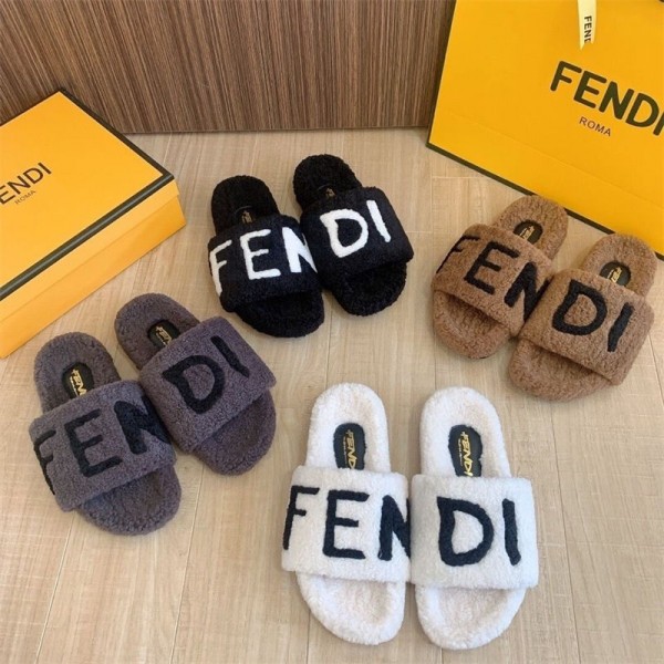 Fendi フェンディブランド室内スリッパ もこもこ ルームシューズ ブランド ふわふわ 温かい 可愛いブランド 秋冬スリッパ 軽量 レディース メンズ 室内履き スリッパ ペア カップル