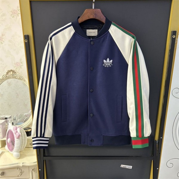 グッチ＆ADIDAS ブランドスタジャン ジャケット レディーズ メンズ GUCCI パッチワーク ストリート おしゃれ スタジアムジャンパー ジャンパー アウター オーバーアウトドア 大きいサイズカジュアル ヒップホップ ゆったり 長袖 男女兼用