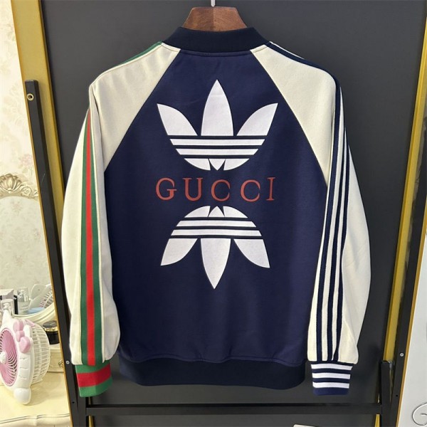 グッチ＆ADIDAS ブランドスタジャン ジャケット レディーズ メンズ GUCCI パッチワーク ストリート おしゃれ スタジアムジャンパー ジャンパー アウター オーバーアウトドア 大きいサイズカジュアル ヒップホップ ゆったり 長袖 男女兼用