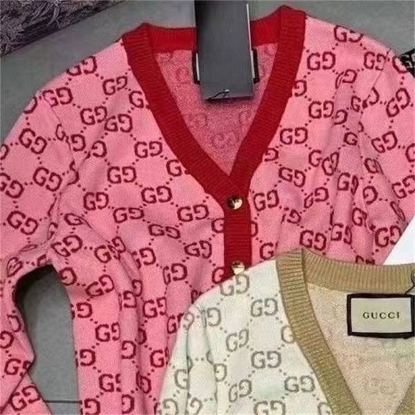 Gucci グッチ ブランド カーディガン ニット レディース セーター 体型カバー S¬2XL 上品で女性らしい雰囲気 アウター Vネック トップス ゆったり 前開き 高伸縮 小顔 着痩せ 暖かい 冷房対策 羽織り コート カジュアル オフィス 通勤 日常