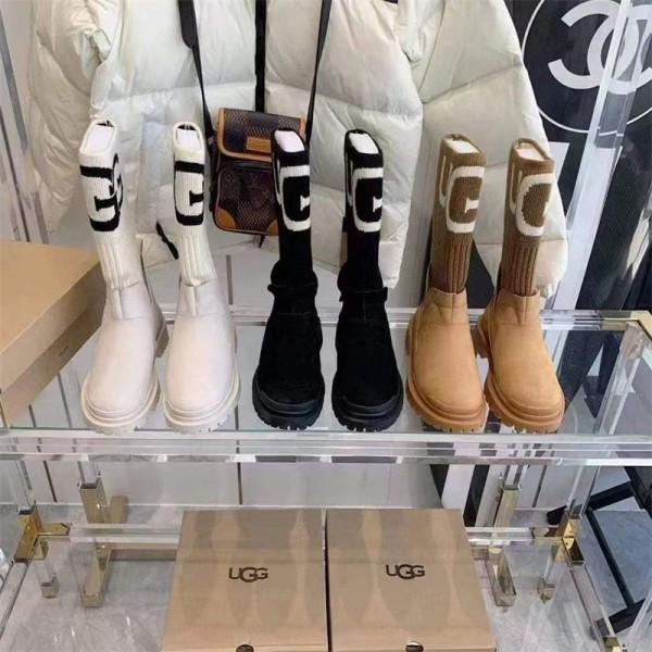 ハイブランド UGG ショートブーツ アグ ニットブーツ トラックソール 厚底 ラウンドトゥ レディース 履きやすい 歩きやすい 大きいサイズ 小さいサイズ 軽い 23～26