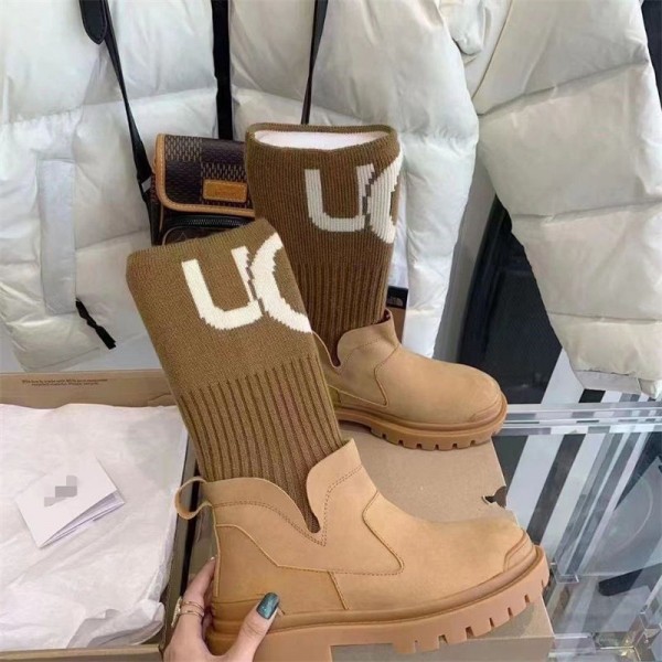 ハイブランド UGG ショートブーツ アグ ニットブーツ トラックソール 厚底 ラウンドトゥ レディース 履きやすい 歩きやすい 大きいサイズ 小さいサイズ 軽い 23～26