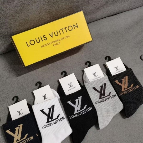 Lv ルイヴィトン ハイブランド ソックス 綿製ブランドミドルソックス 高品質浅口ソックス 女の子好き 韓国ブランドソックス 男女兼用 ファッション