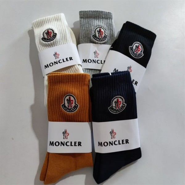 Moncler モンクレールハイブランド ソックス 綿製レディース向け 靴下 かわいいコットン 靴下 メンズ 通気性ブランドミドルソックス 高品質