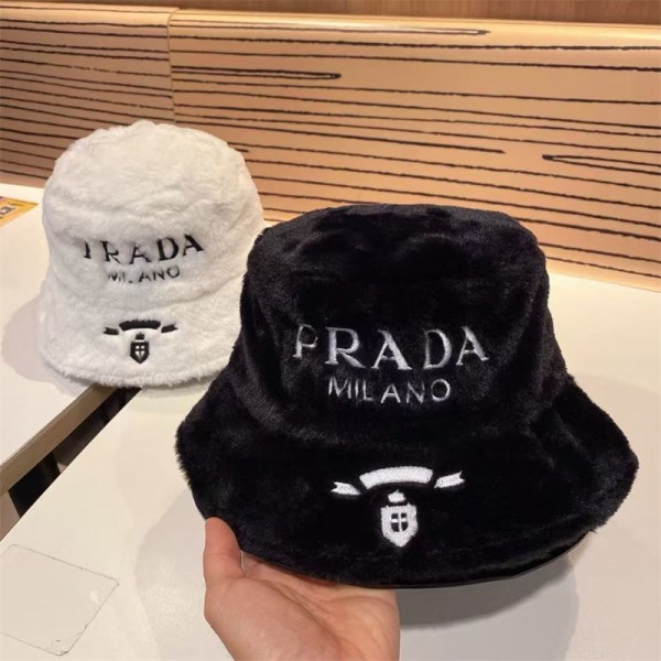 ブランドプラダ バケットハット Pradaバケット帽子 レディース 暖かい 厚手 冬 裏ボア ふわふわ 柔らかい 広いつば 小顔効果 バケハ かわいい 秋冬 流行り ファション かわいい