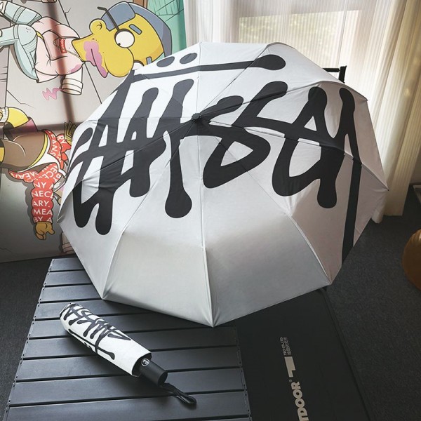 流行りブランドのstussy 傘 折りたたみ傘 軽量 ステューシー 自動開閉 晴雨兼用 レディース日傘 UVカット 遮光 ワンタッチ メンズ ファッション 雨傘 傘 晴雨傘 折り畳み 遮熱 丈夫 耐風撥水 収納ポーチ付き プレゼント