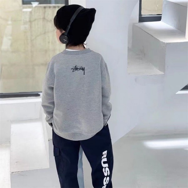 Stussy ステューシースウェットハイブランド秋冬 キッズトレーナー パーカー 裏パイル カラー 子供服 男女兼用 スウェット オーバーサイズ 子供服 長袖 プリント スエット こども服 100cm 110cm 150cm 130cm 160cm カットソー ジュニア 男女兼用