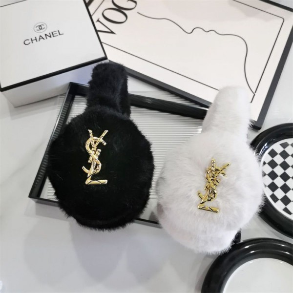 イヴサンローラン 耳当て レディース YSL ブランド イヤーマフ 防寒 メンズ イヤーウォーマー フェイクファー ふわふわ 耳カバー 極厚ボア 暖かい 小顔効果 イヤーマフラー 可愛い 防寒対策 フリーサイズ 男女兼用 通勤 通学 旅行