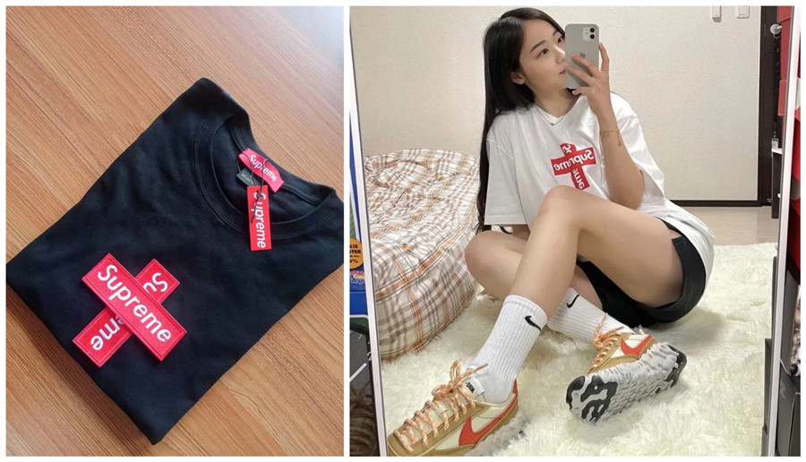  ブランド supreme 上着  女の子 Tシャツ