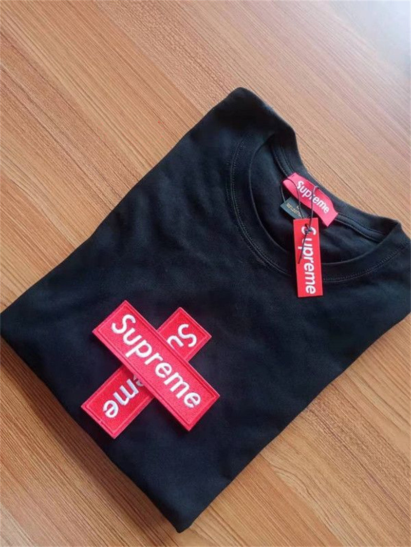 SUPREME Tシャツ 黒 シンプル 丸首シャツ 